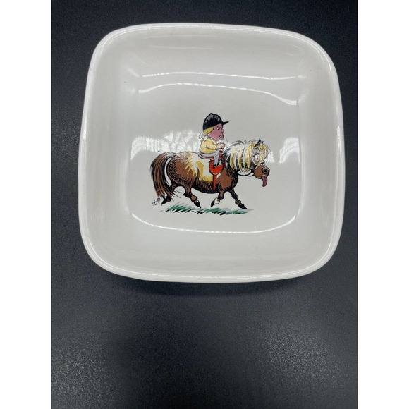 Devon Pottery Kid Pony Mouse Small Square Plate 4.5” Made in England Set of Two - Picture 6 of 9